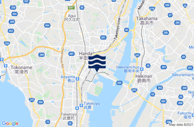 Mappa delle Getijden in Handa-shi, Japan