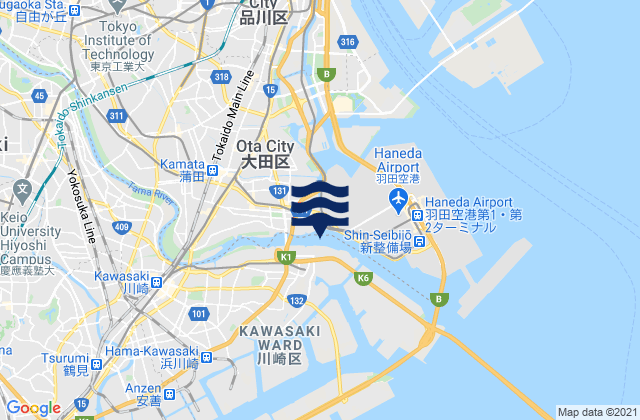 Mappa delle Getijden in Haneda, Japan