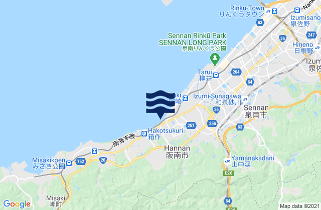 Mappa delle Getijden in Hannan Shi, Japan
