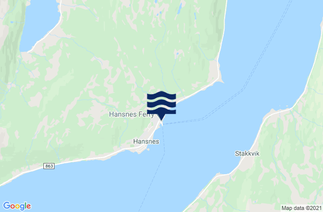 Mappa delle Getijden in Hansnes, Norway