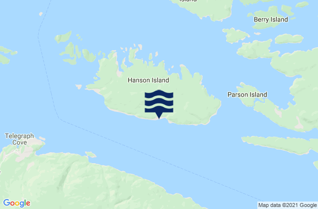 Mappa delle Getijden in Hanson Island, Canada