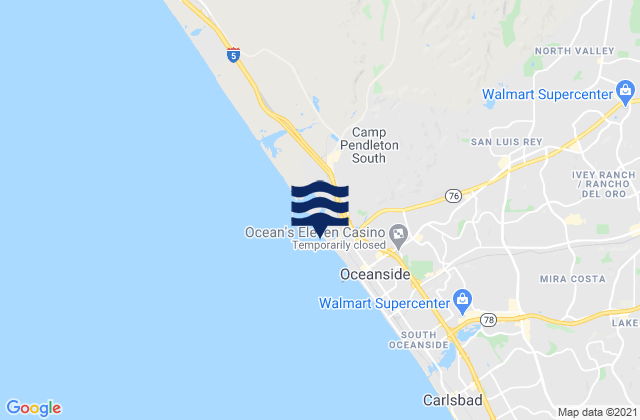 Mappa delle Getijden in Harbor Beach California, United States