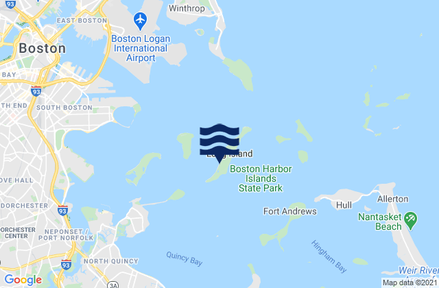 Mappa delle Getijden in Harbor Islands, United States