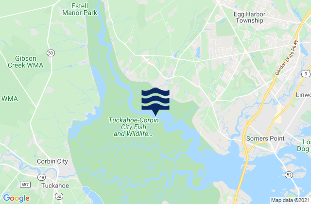 Mappa delle Getijden in Harbor River entrance, United States