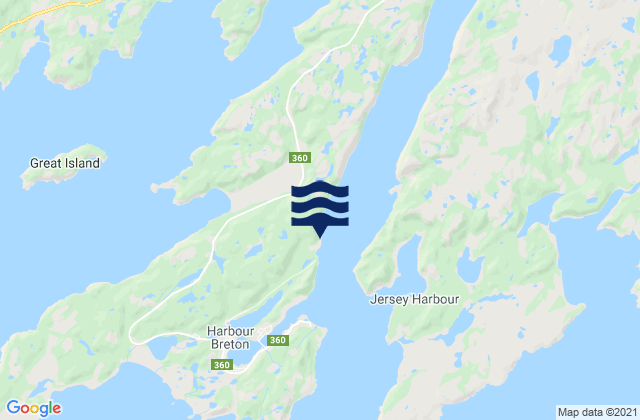 Mappa delle Getijden in Harbour Breton, Canada
