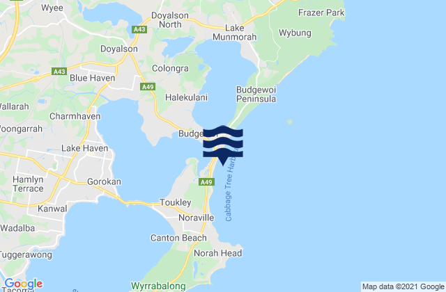 Mappa delle Getijden in Hargraves Beach, Australia