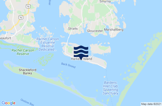 Mappa delle Getijden in Harkers Island, United States