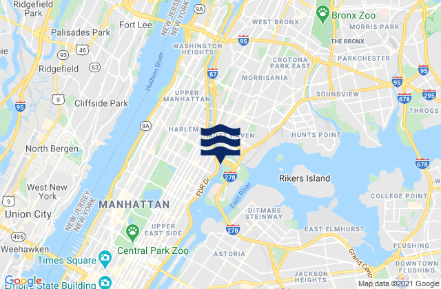 Mappa delle Getijden in Harlem River (Randalls Island), United States