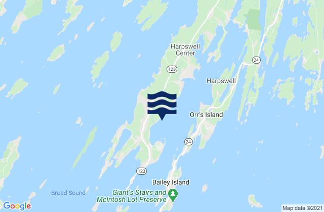 Mappa delle Getijden in Harpswell Harbor, United States