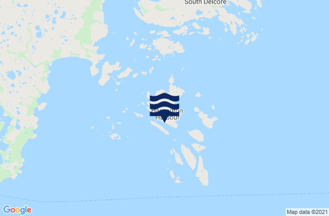 Mappa delle Getijden in Harrington Harbour, Canada