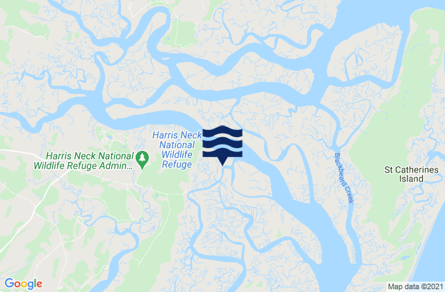Mappa delle Getijden in Harris Neck (Barbour Island River), United States