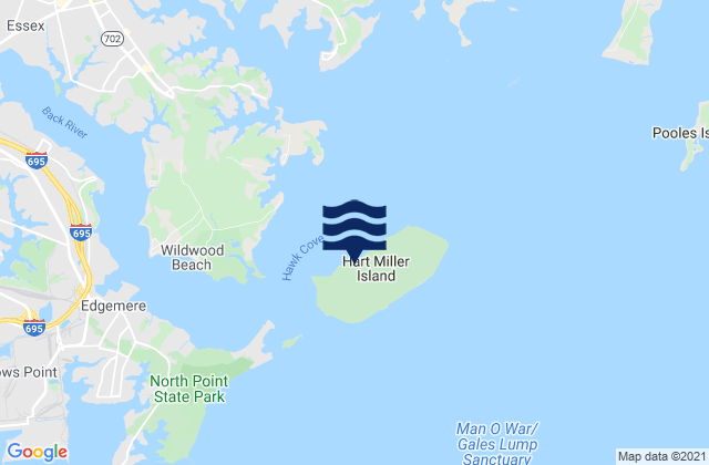 Mappa delle Getijden in Hart-Miller Island, United States