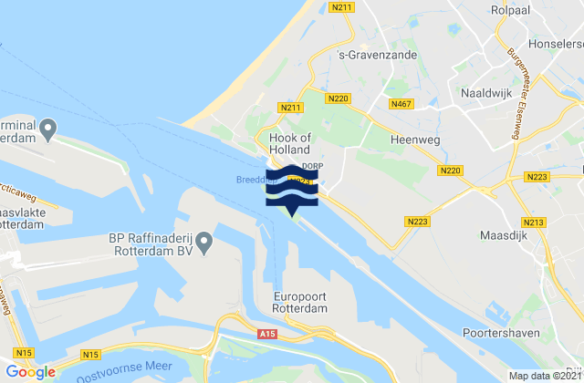 Mappa delle Getijden in Hartelkanaal, Netherlands