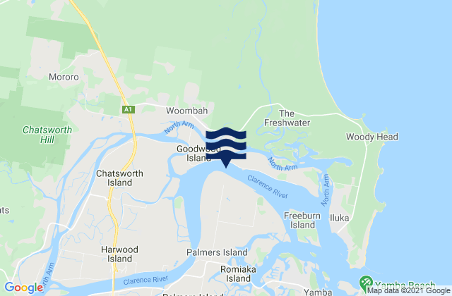 Mappa delle Getijden in Harwood Island, Australia