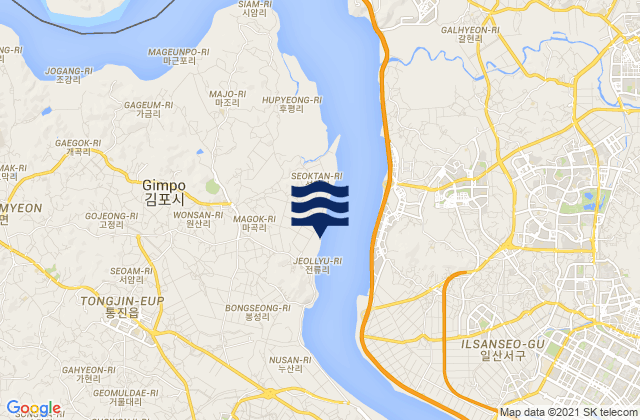 Mappa delle Getijden in Haseong, South Korea