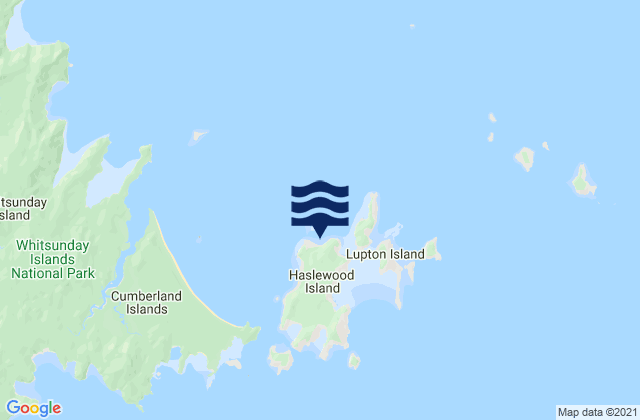 Mappa delle Getijden in Haslewood Island, Australia