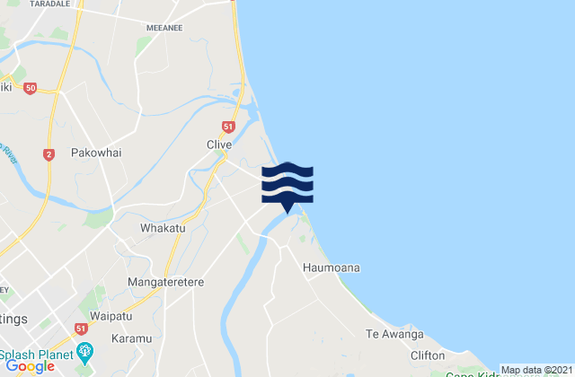 Mappa delle Getijden in Hastings District, New Zealand