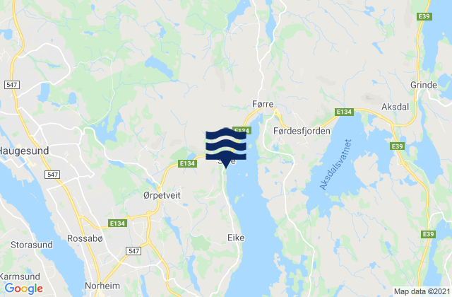 Mappa delle Getijden in Haugalandet, Norway