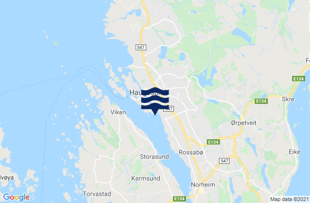 Mappa delle Getijden in Haugesund, Norway