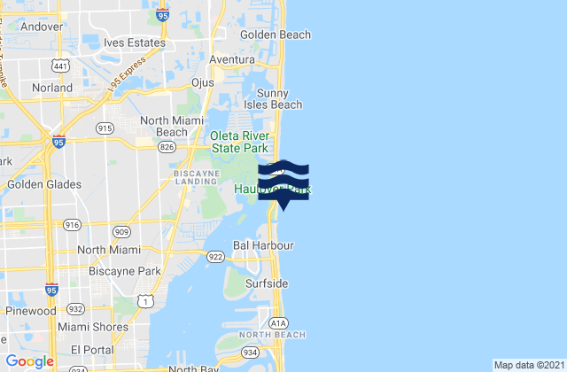 Mappa delle Getijden in Haulover Pier (N. Miami Beach), United States