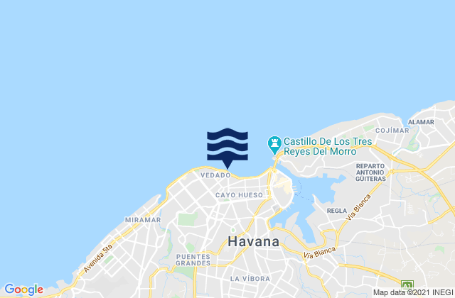 Mappa delle Getijden in Havana, Cuba