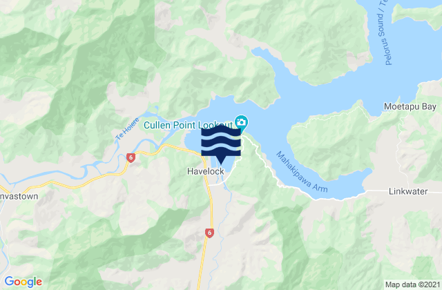 Mappa delle Getijden in Havelock, New Zealand