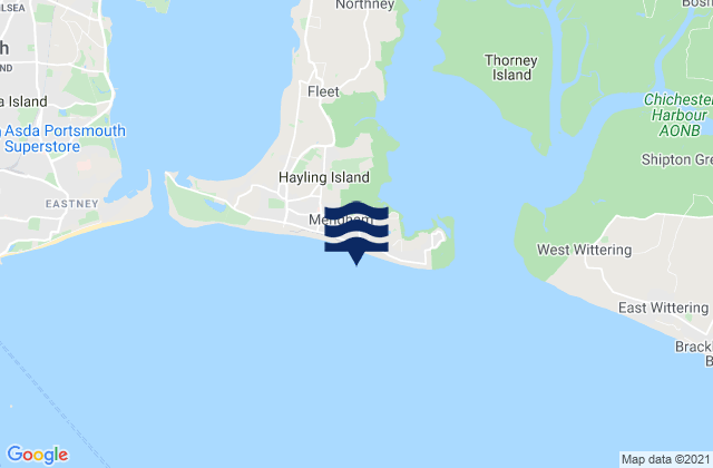 Mappa delle Getijden in Hayling Island - West of Eastoke Beach, United Kingdom