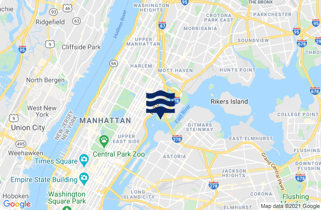 Mappa delle Getijden in Hell Gate (East River), United States