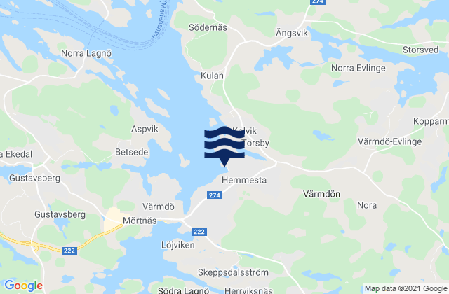 Mappa delle Getijden in Hemmesta, Sweden