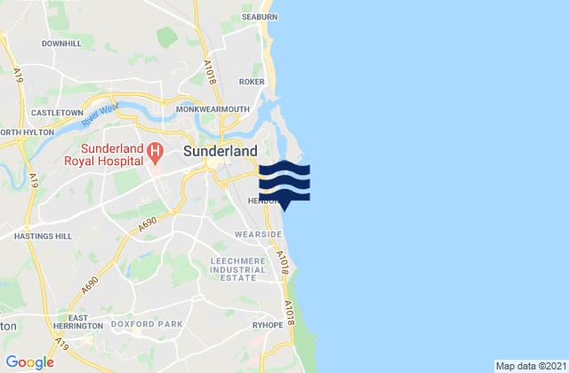 Mappa delle Getijden in Hendon South Beach, United Kingdom