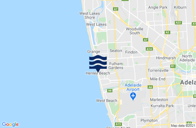 Mappa delle Getijden in Henley Beach, Australia