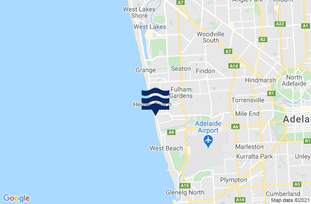 Mappa delle Getijden in Henley Beach South, Australia