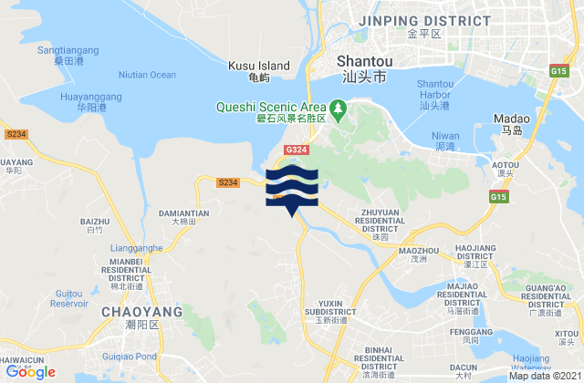 Mappa delle Getijden in Hepu, China
