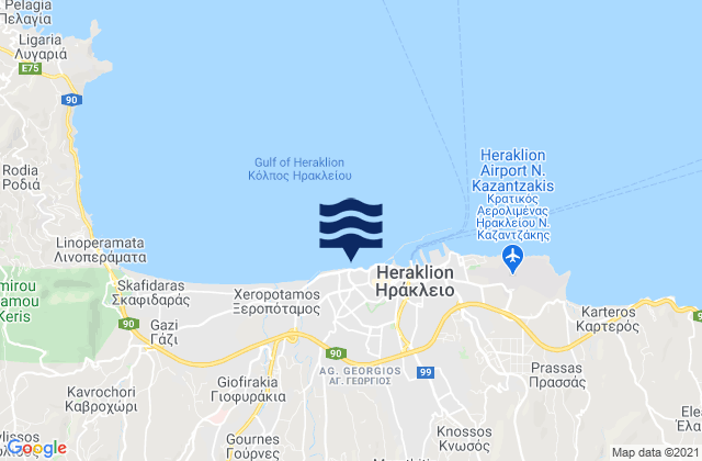 Mappa delle Getijden in Heraklion Regional Unit, Greece