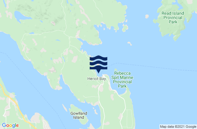 Mappa delle Getijden in Heriot Bay, Canada