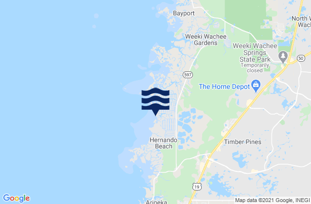 Mappa delle Getijden in Hernando Beach (Rocky Creek Little Pine Island Bay), United States