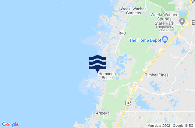 Mappa delle Getijden in Hernando Beach, United States