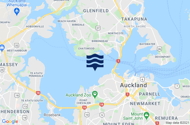 Mappa delle Getijden in Herne Bay, New Zealand