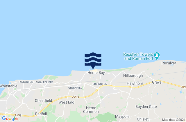 Mappa delle Getijden in Herne Bay Beach, United Kingdom