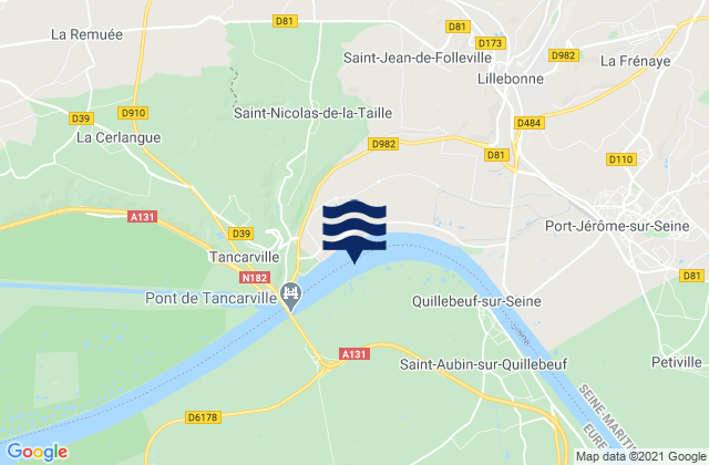 Mappa delle Getijden in Heurteauville, France