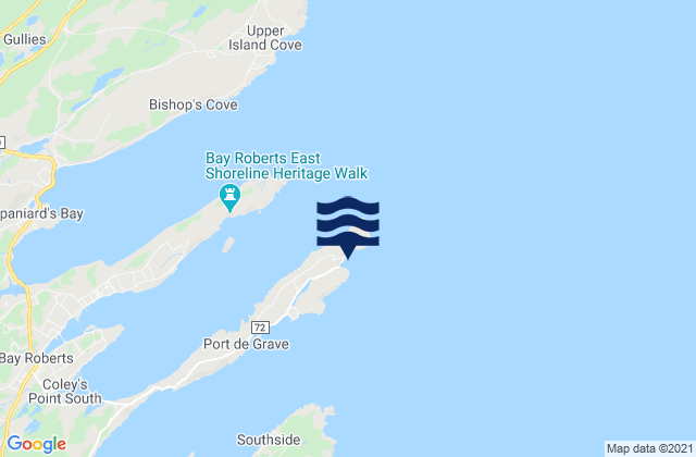 Mappa delle Getijden in Hibbs Cove Island, Canada