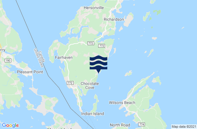 Mappa delle Getijden in Hibernia Cove, Canada