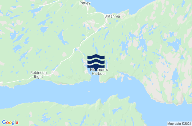 Mappa delle Getijden in Hickman's Harbour, Canada