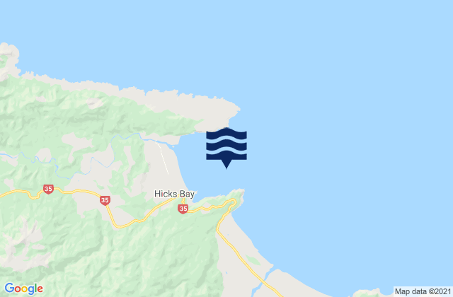 Mappa delle Getijden in Hicks Bay, New Zealand
