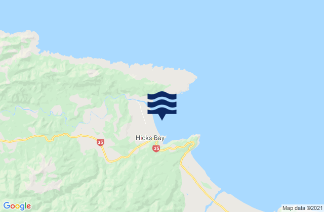 Mappa delle Getijden in Hicks Bay, New Zealand