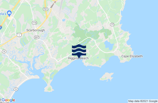 Mappa delle Getijden in Higgins Beach, United States