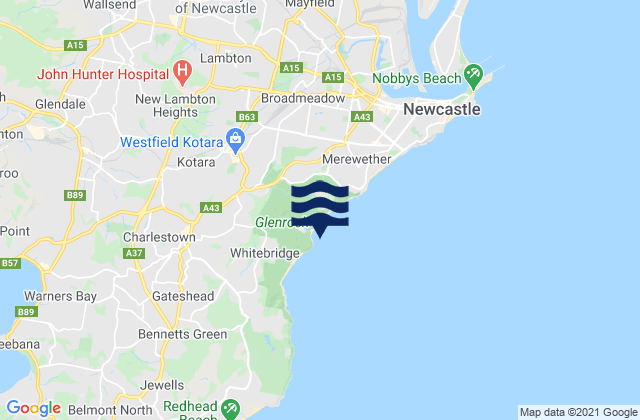 Mappa delle Getijden in Highfields, Australia
