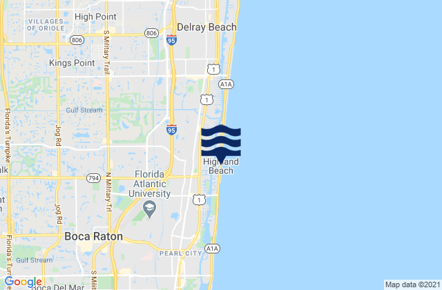 Mappa delle Getijden in Highland Beach, United States