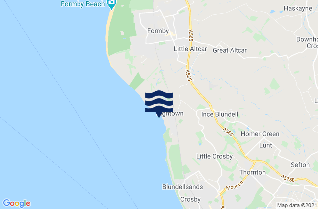 Mappa delle Getijden in Hightown Beach, United Kingdom