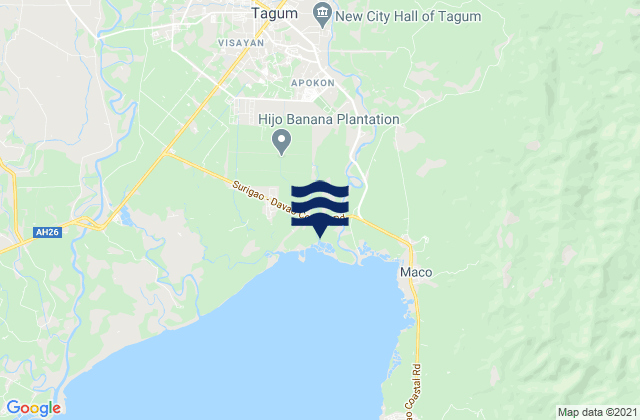 Mappa delle Getijden in Hiju, Maco, Philippines